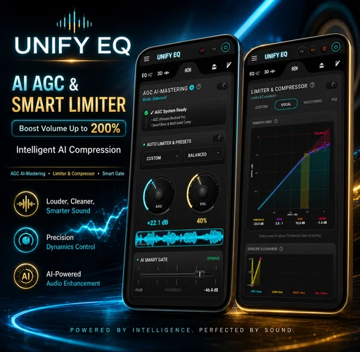 UNIFY EQ AI AGC mastering, limiter and compressor