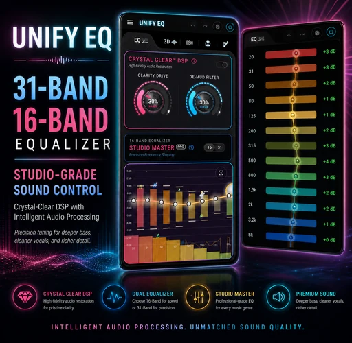 UNIFY EQ 31-band and 16-band equalizer with Crystal Clear DSP