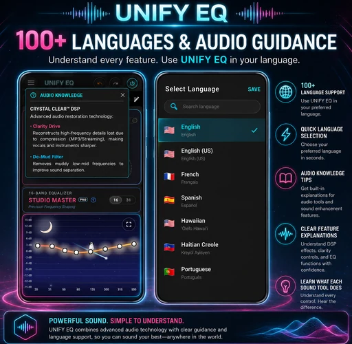 UNIFY EQ supports over 100 languages and audio guidance
